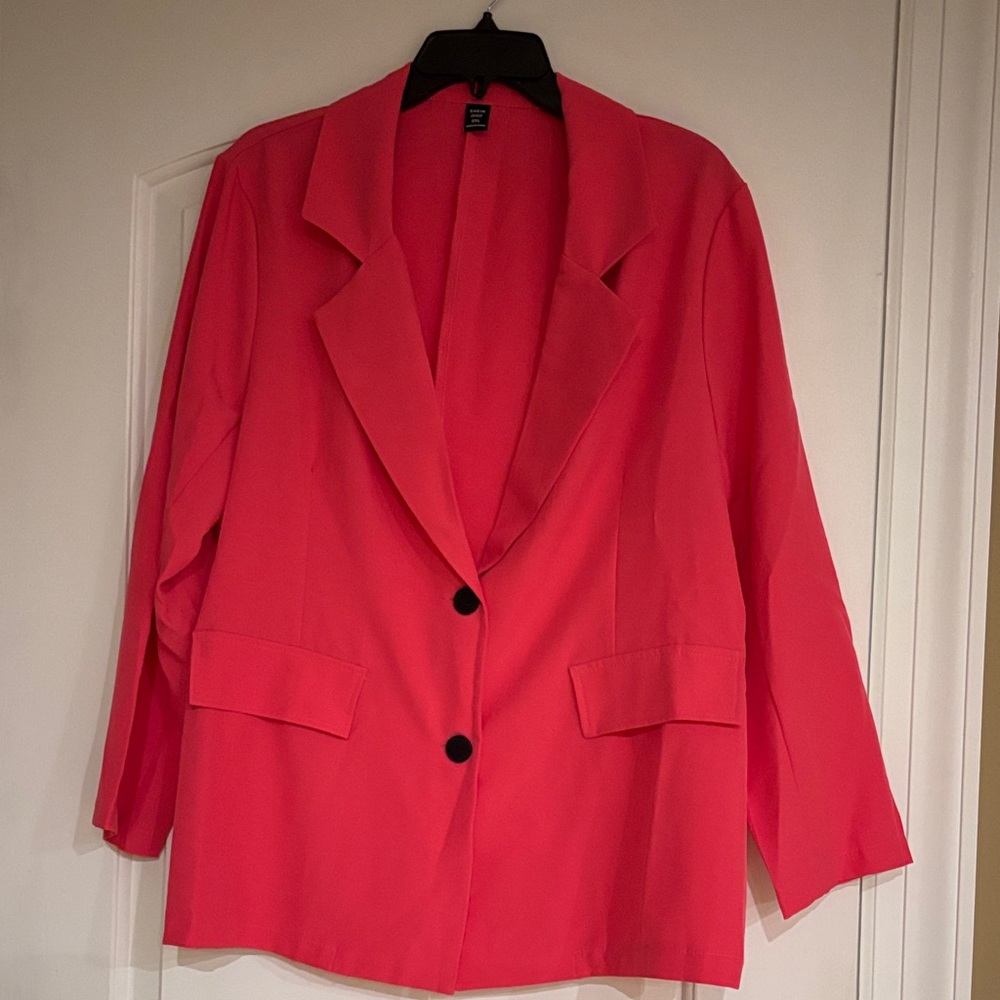 SHEIN Vibrant Pink Lightweight Summer Blazer With Buttons XL